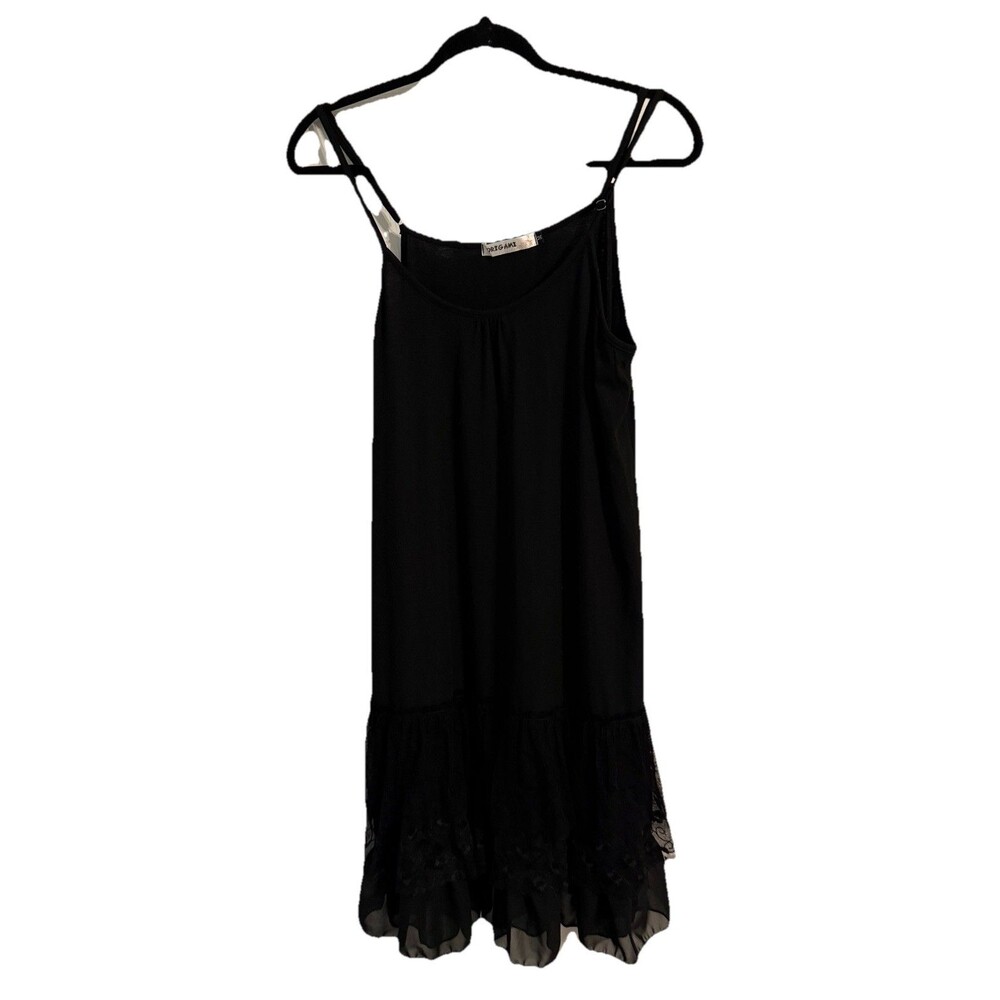 Origami Women’s Black Sleeveless Dress Layered Lace Whimsigoth Fairy Witchy M